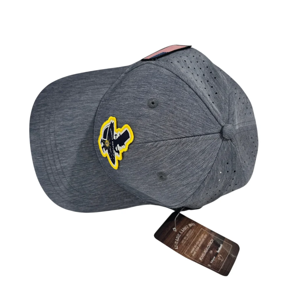 Conch Republic Gray Baseball Cap with Yellow-Outlined Patch New